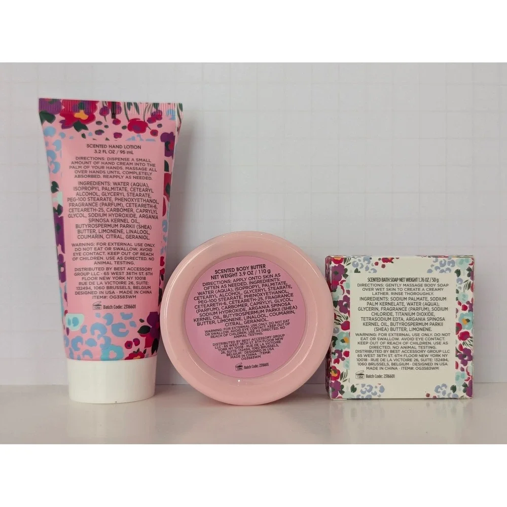 Olivia Grace Vanilla Almond Scented‎ 3pc Set Body Butter Hand Lotion Bath Soap